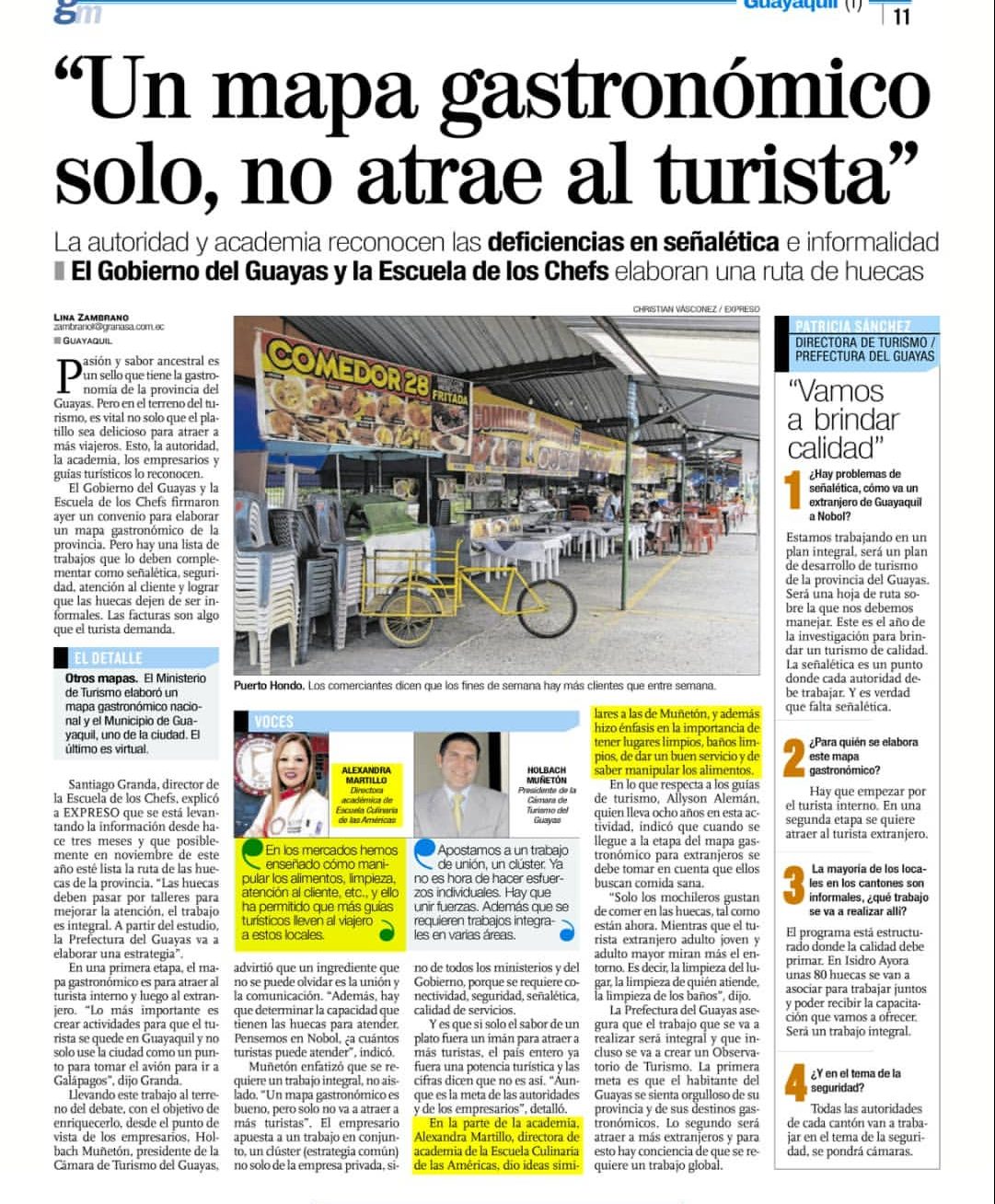 Nota de prensa de Diario Expreso, sobre mapa gastronómico.